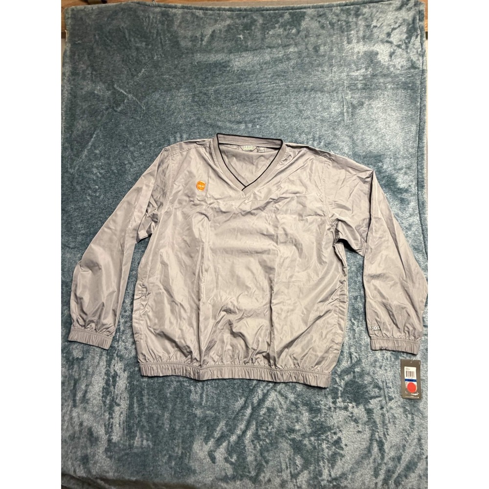 IZOD Golf Windshirt XL Men Gray V-Neck Windbreaker Pullover NWT Performance